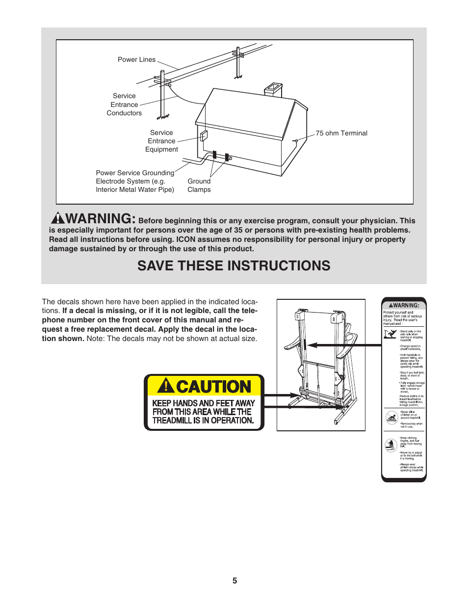 Warning, Save these instructions | Epic Fitness EPTL09106.2 User Manual | Page 5 / 34
