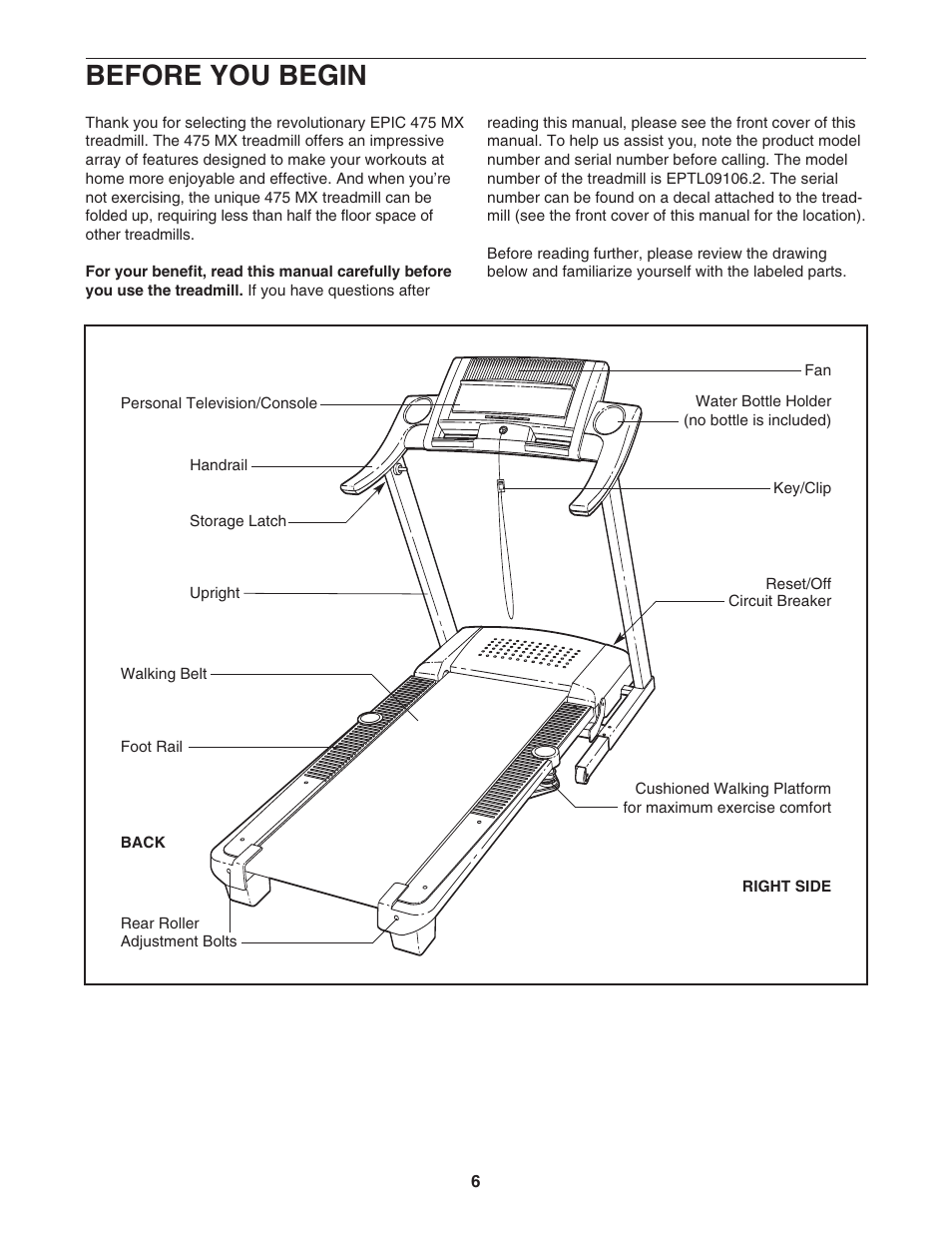 Before you begin | Epic Fitness EPTL09106.2 User Manual | Page 6 / 34