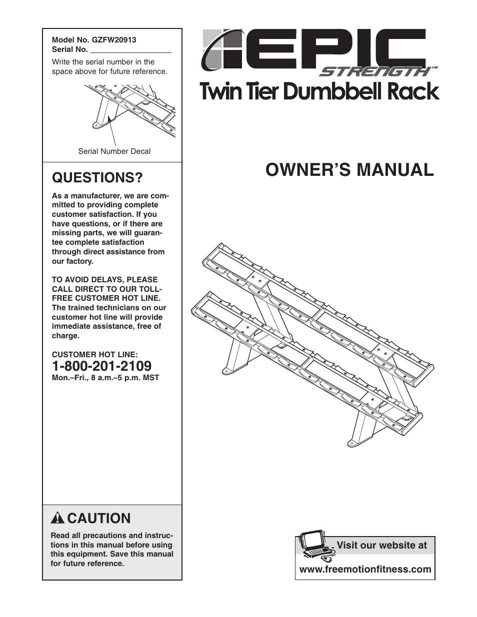 Epic Fitness FLAT Twin Tier Dumbbell Rack GZFW20913 User Manual | 8 pages