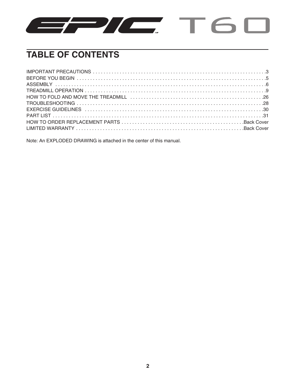 Epic Fitness EPTL818041 User Manual | Page 2 / 34