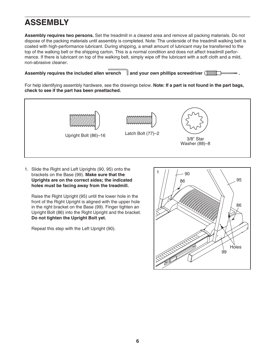 Assembly | Epic Fitness EPTL818041 User Manual | Page 6 / 34