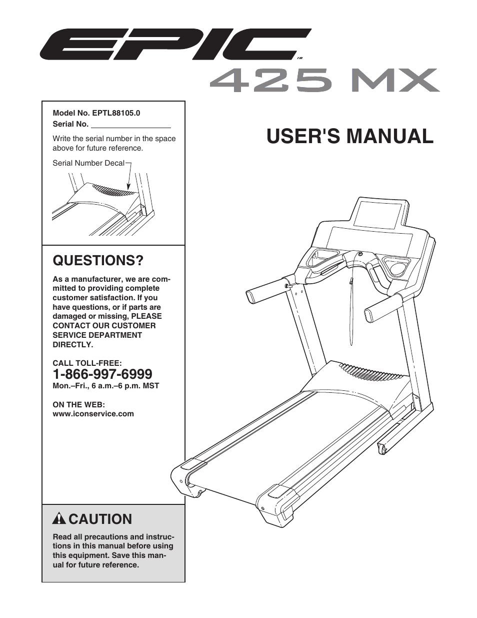 Epic Fitness 425 MX EPTL88105.0 User Manual | 34 pages