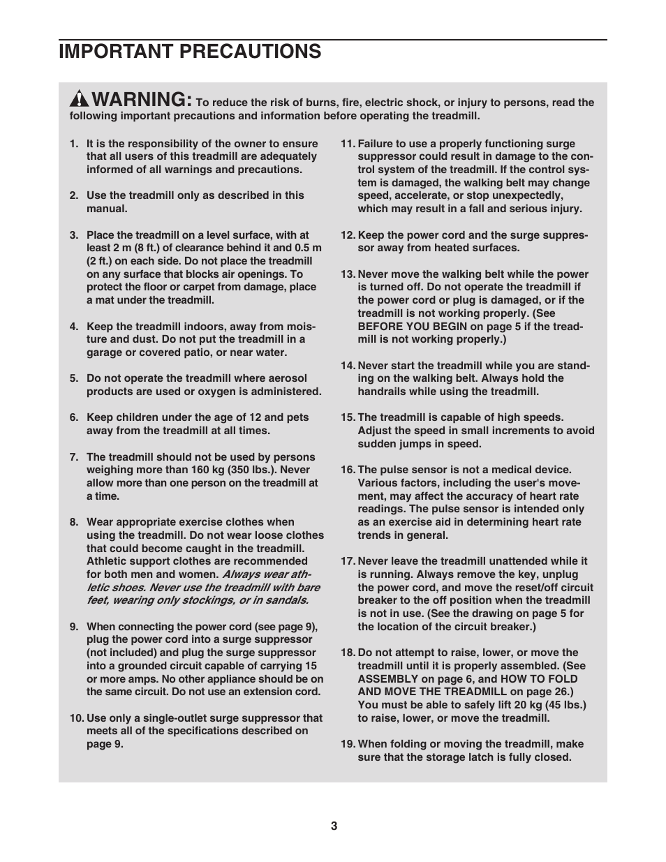 Warning, Important precautions | Epic Fitness ECTL81804.1 User Manual | Page 3 / 34