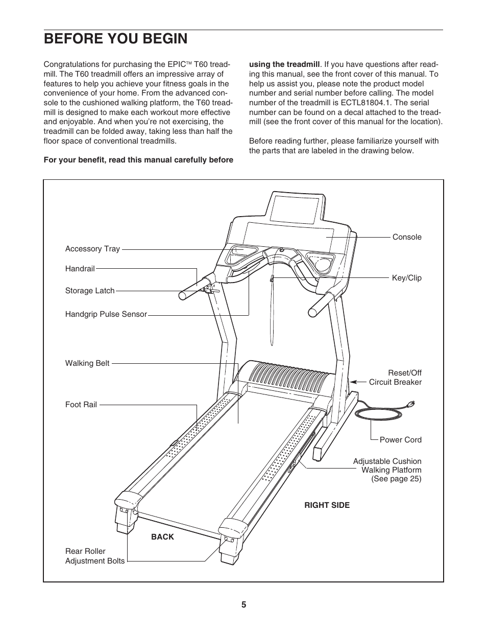 Before you begin | Epic Fitness ECTL81804.1 User Manual | Page 5 / 34