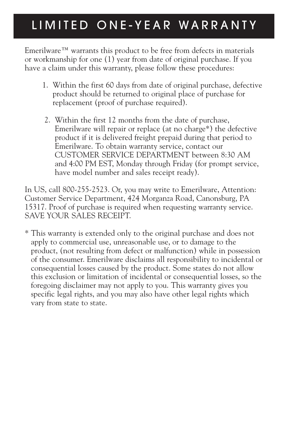 Emerilware 20010 User Manual | Page 12 / 12