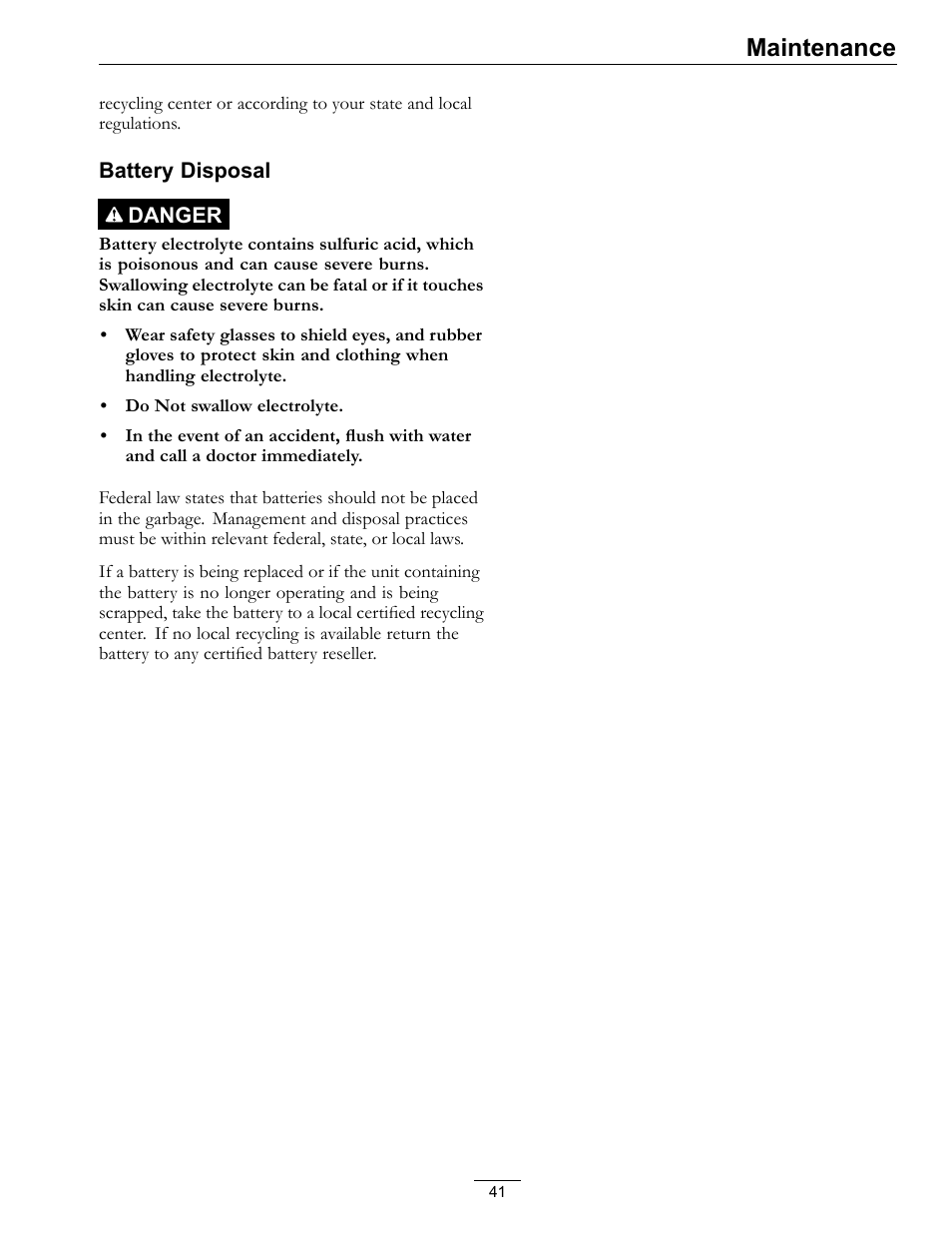 Maintenance | Exmark E-Series User Manual | Page 41 / 52