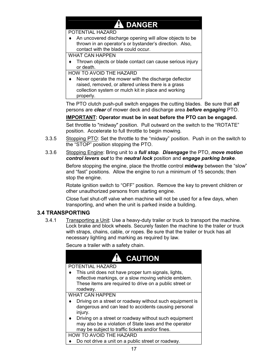 Danger, Caution | Exmark Lazer ZCT User Manual | Page 22 / 48
