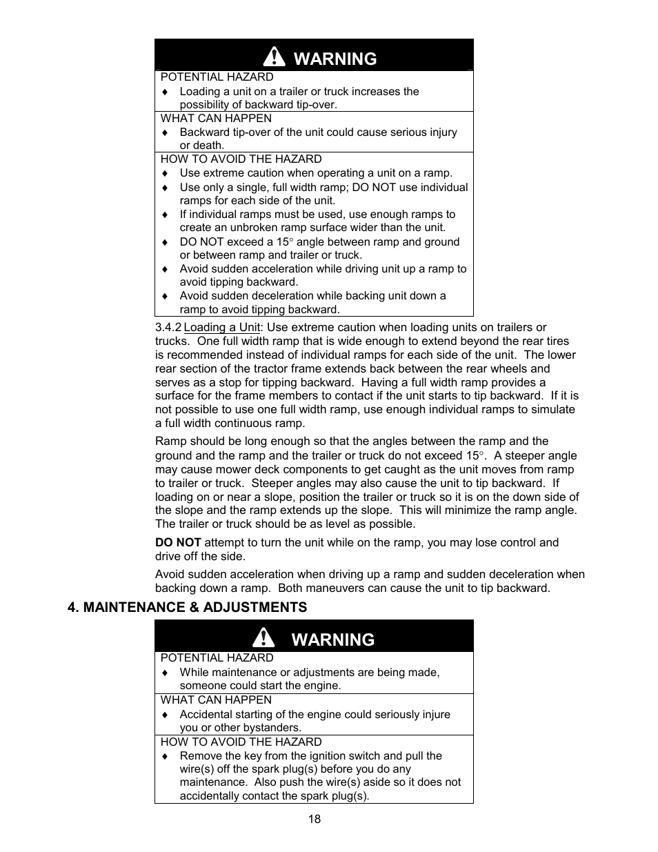 Warning | Exmark Lazer ZCT User Manual | Page 23 / 48