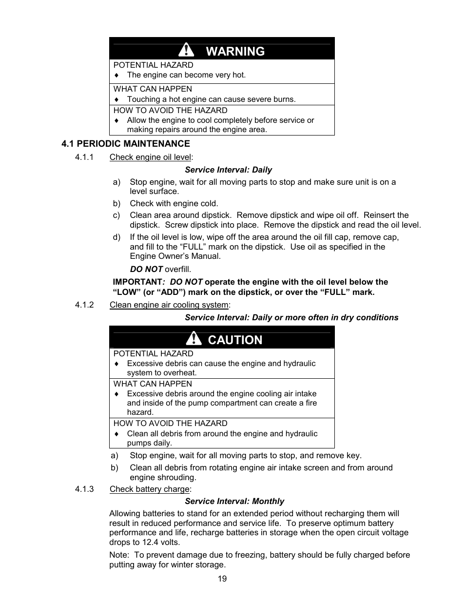 Warning, Caution | Exmark Lazer ZCT User Manual | Page 24 / 48