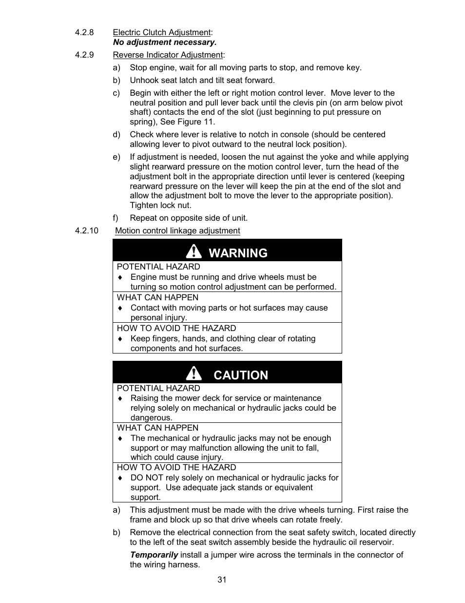 Warning, Caution | Exmark Lazer ZCT User Manual | Page 36 / 48