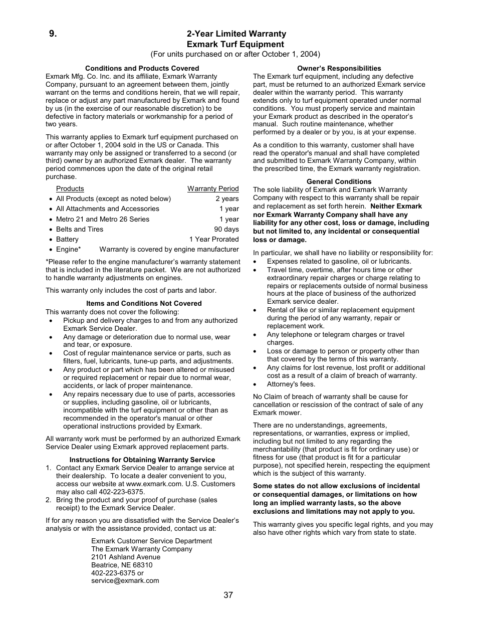 Exmark Lazer ZCT User Manual | Page 42 / 48
