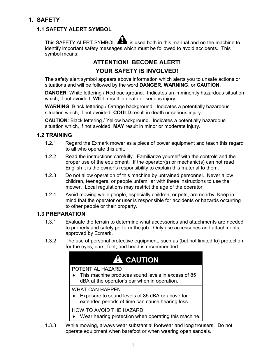 Caution | Exmark Lazer ZCT User Manual | Page 6 / 48