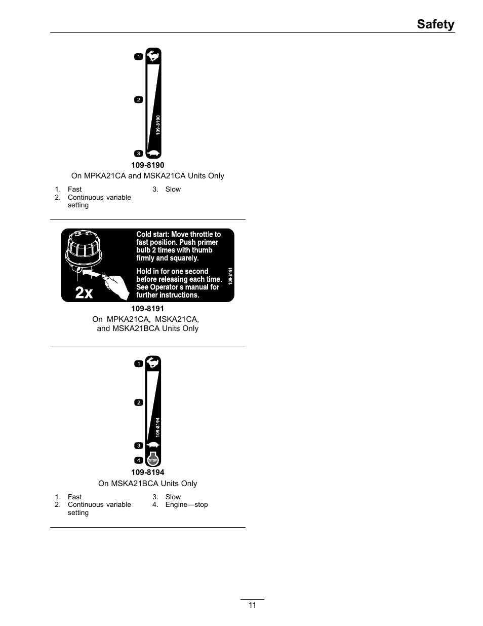 Safety | Exmark METRO 21 MPKA21 User Manual | Page 11 / 40