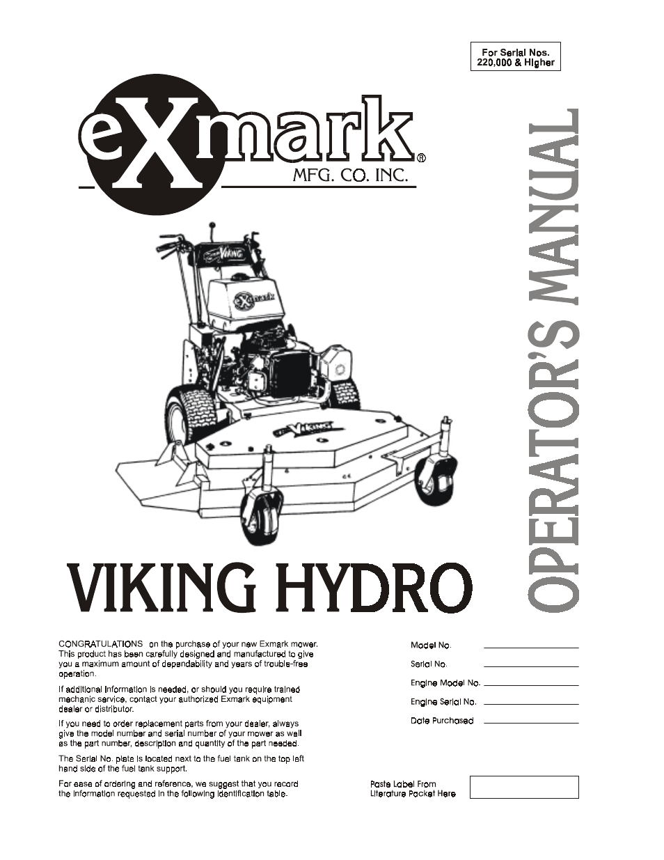 Exmark VH3615KA User Manual | 44 pages