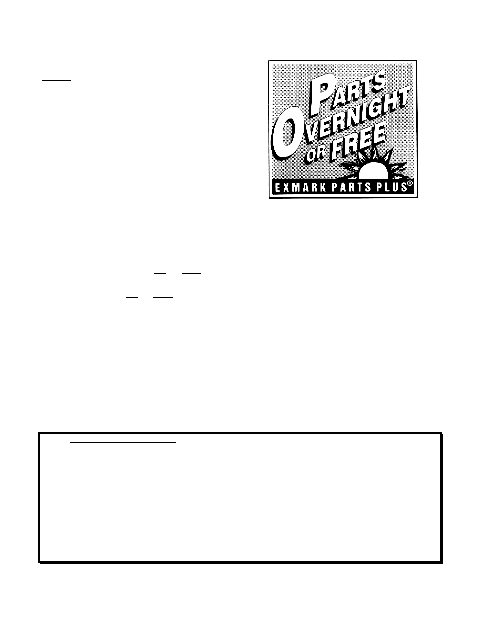 Exmark parts plus, Program | Exmark VH3615KA User Manual | Page 3 / 44