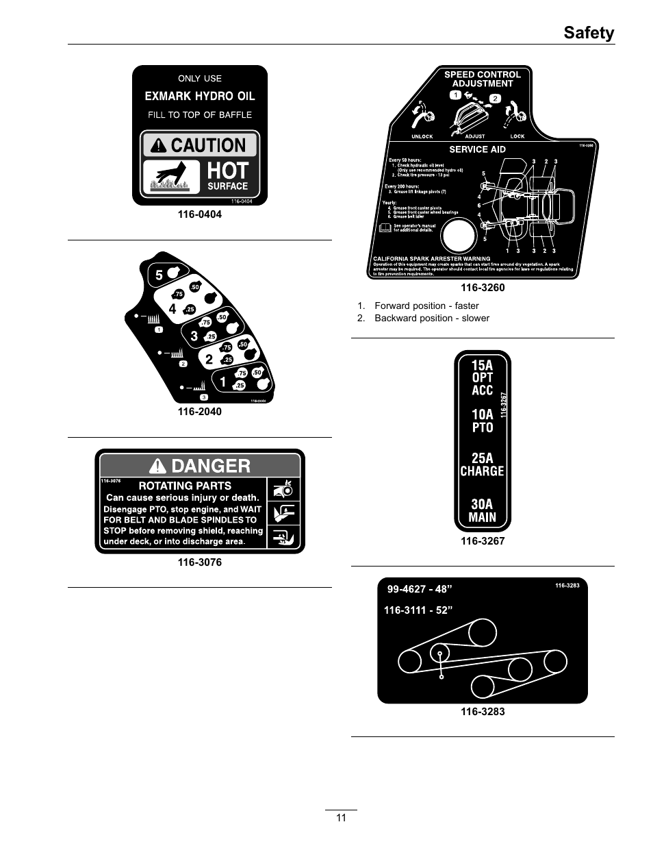 Safety | Exmark Vantage 000 & Higher User Manual | Page 11 / 56