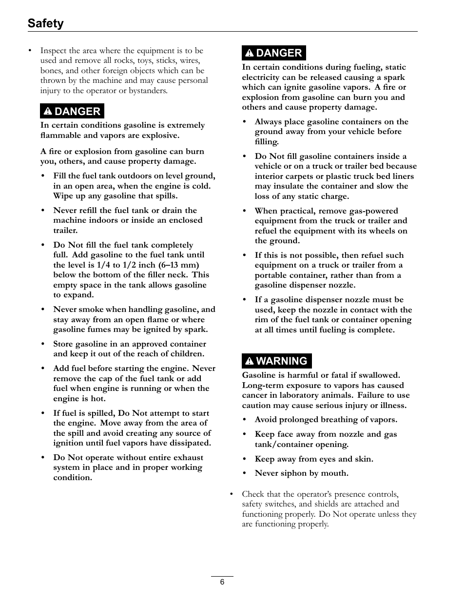 Safety | Exmark Commercial 21 4500-686 Rev. B User Manual | Page 6 / 40