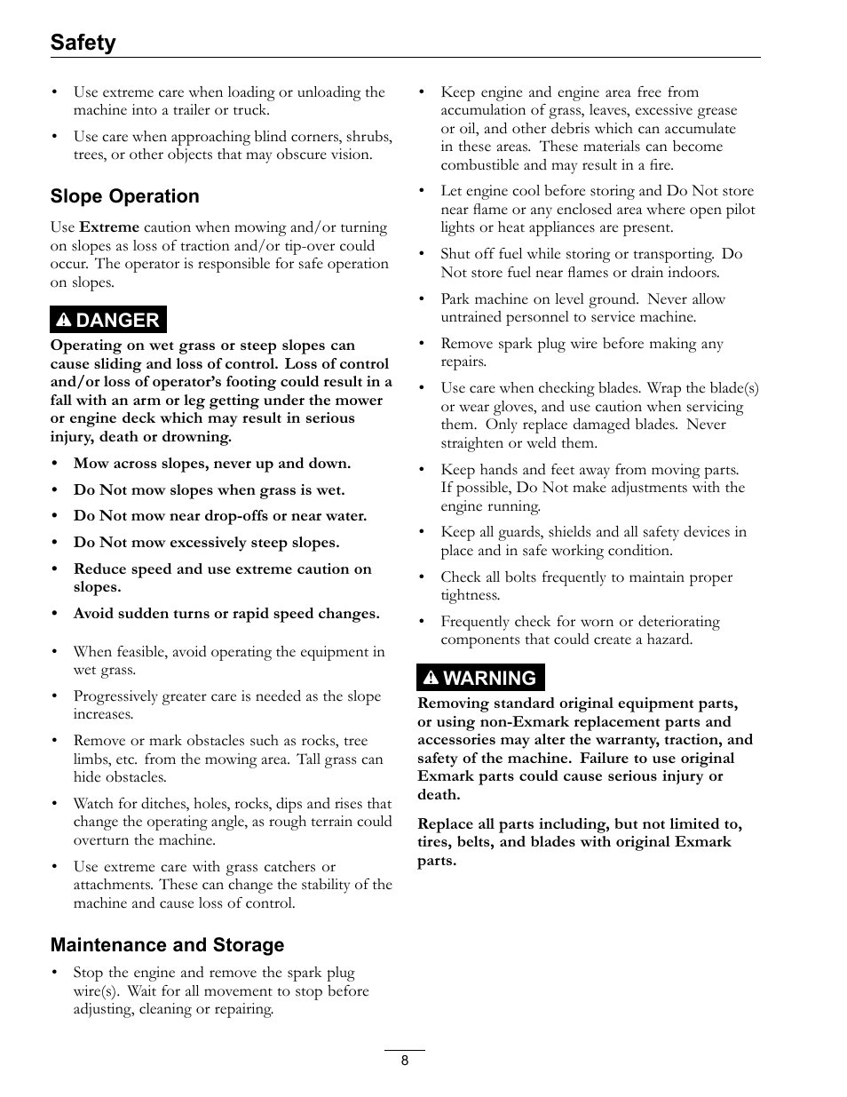 Safety | Exmark Commercial 21 4500-686 Rev. B User Manual | Page 8 / 40