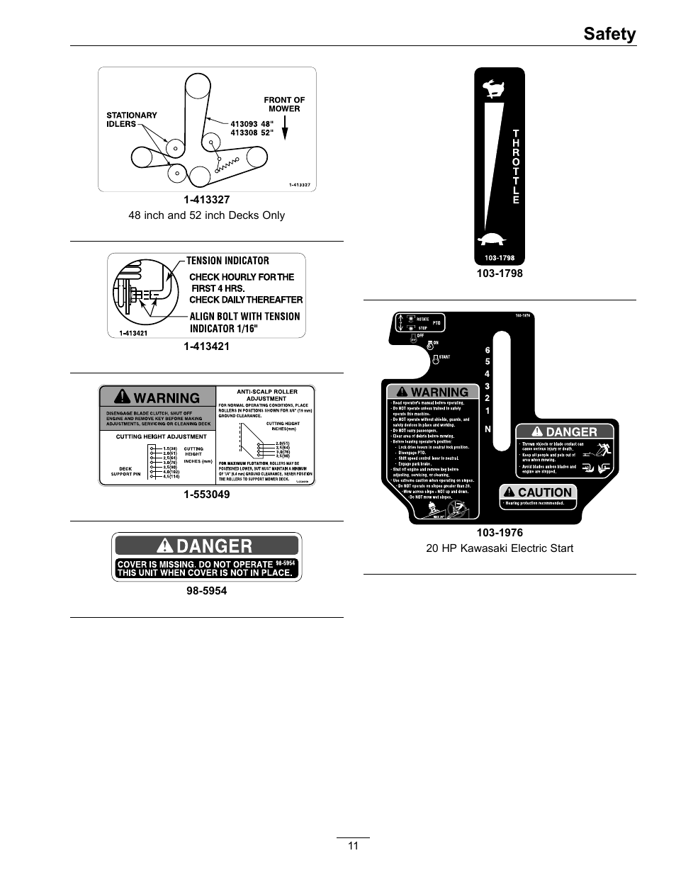 Safety | Exmark Turf Tracer S-Series TTS16KA363CA User Manual | Page 11 / 48