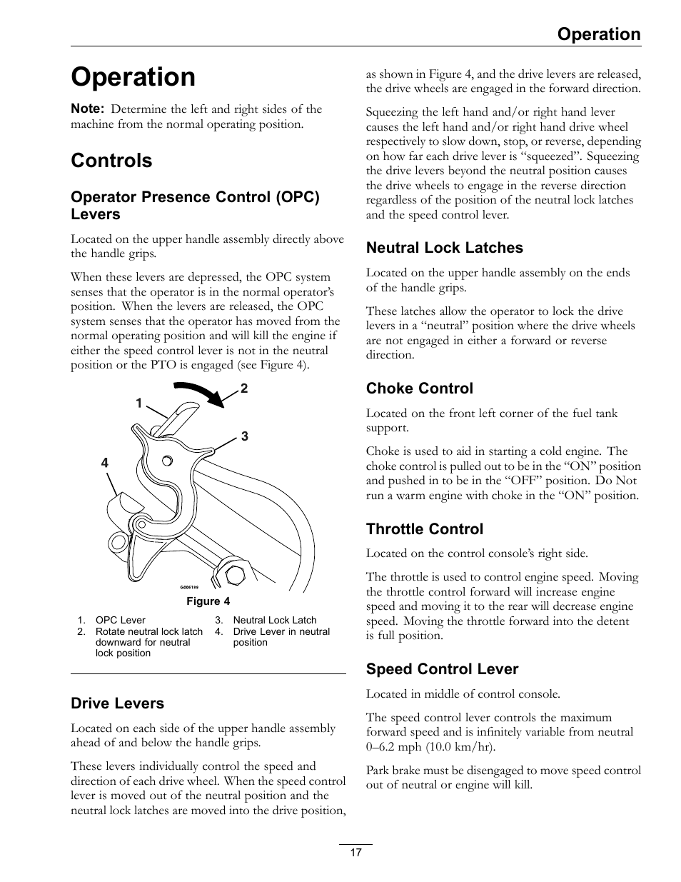 Operation, Controls | Exmark Turf Tracer S-Series TTS16KA363CA User Manual | Page 17 / 48