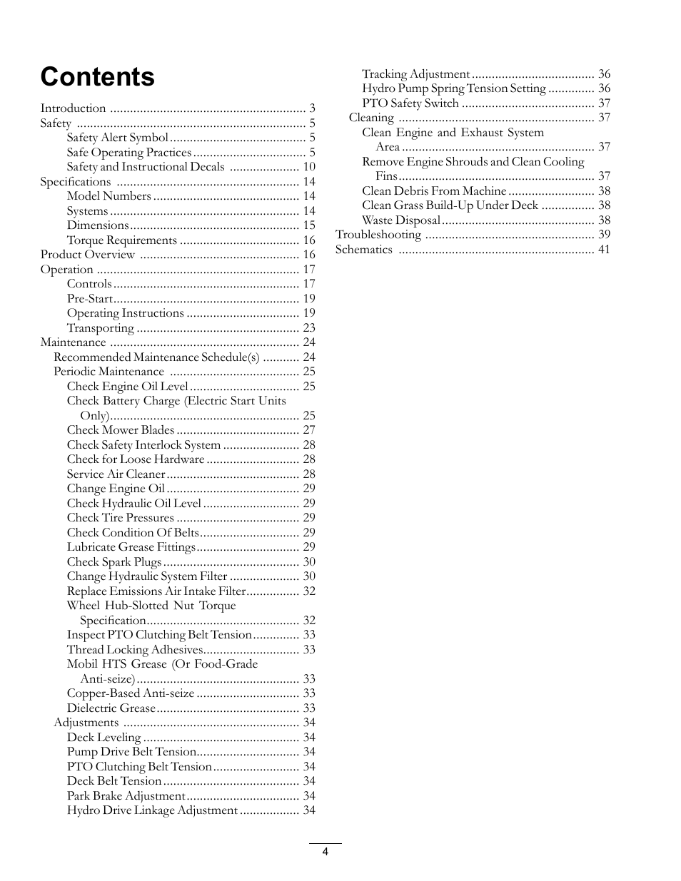 Exmark Turf Tracer S-Series TTS16KA363CA User Manual | Page 4 / 48