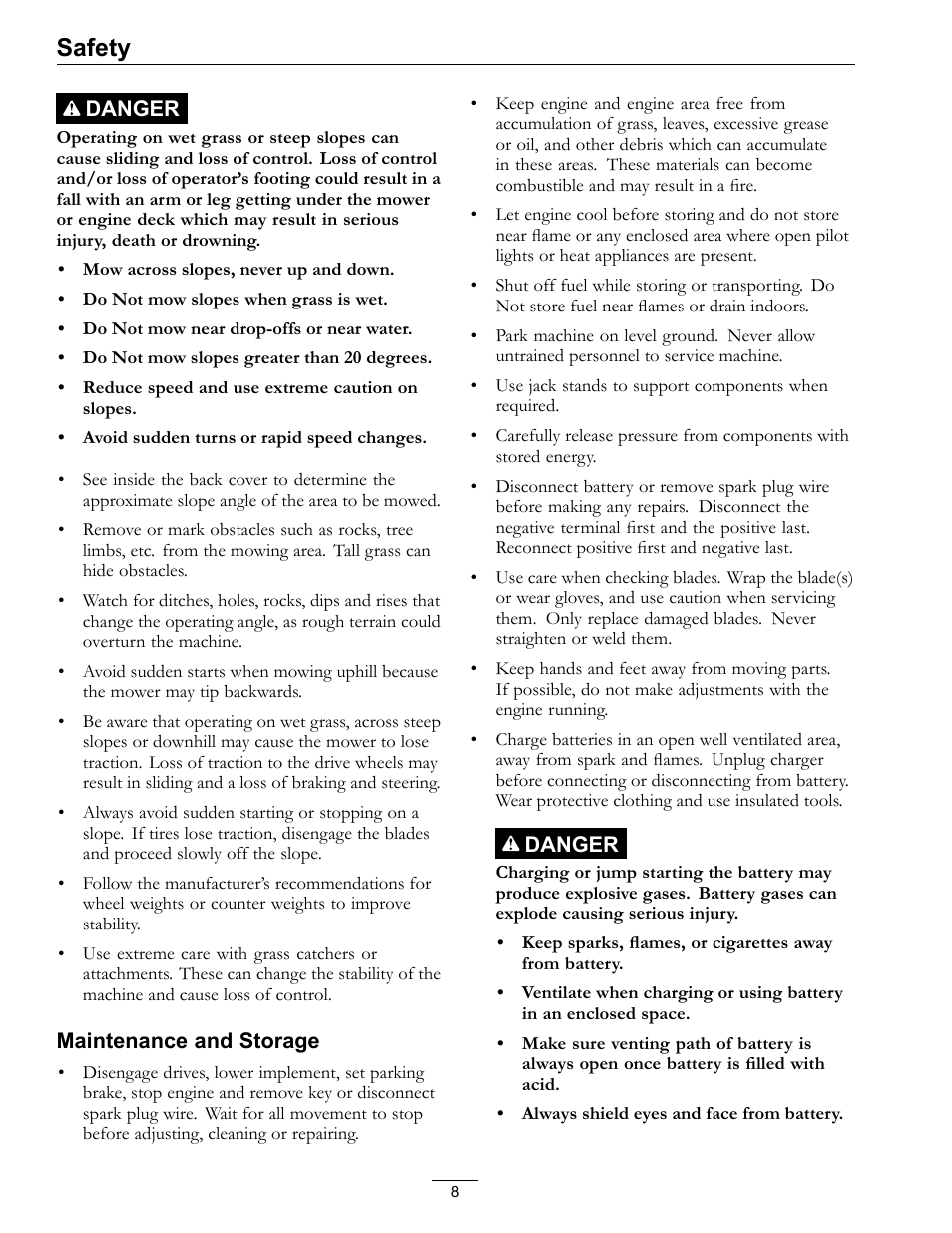 Safety | Exmark Turf Tracer S-Series TTS16KA363CA User Manual | Page 8 / 48