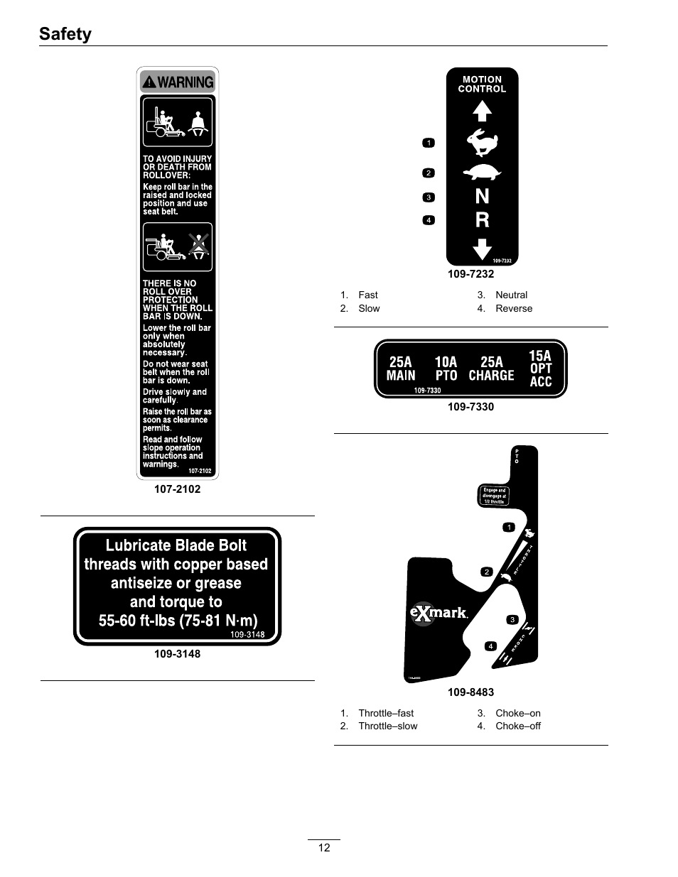 Safety | Exmark lazer Z E-Series 312 User Manual | Page 12 / 60