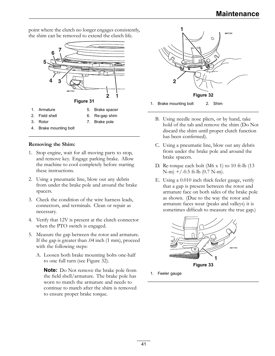 Maintenance | Exmark lazer Z E-Series 312 User Manual | Page 41 / 60