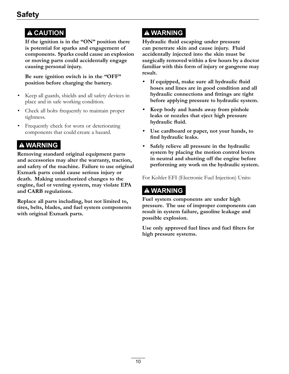 Safety | Exmark Lazer Z S-Series User Manual | Page 10 / 60