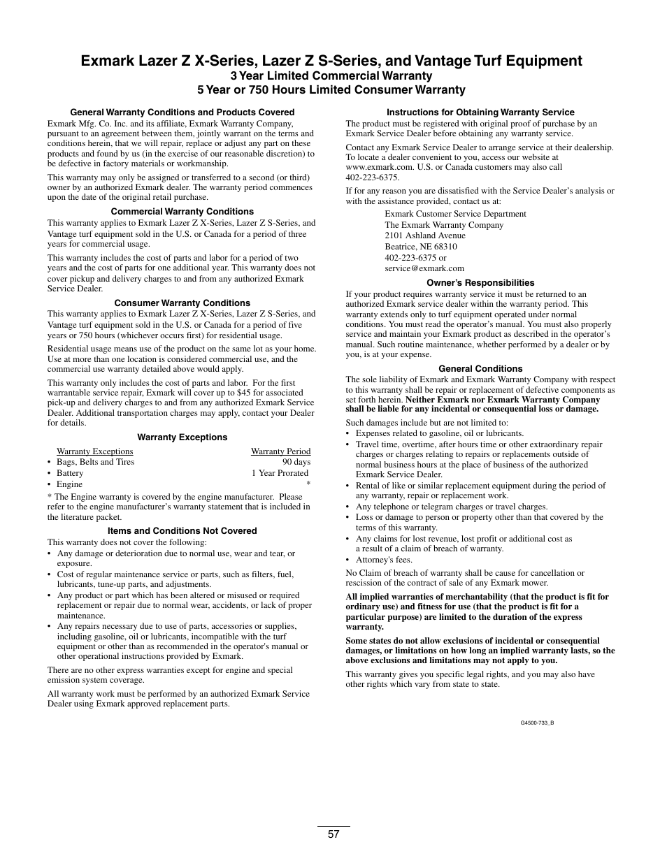 Exmark Lazer Z S-Series User Manual | Page 57 / 60