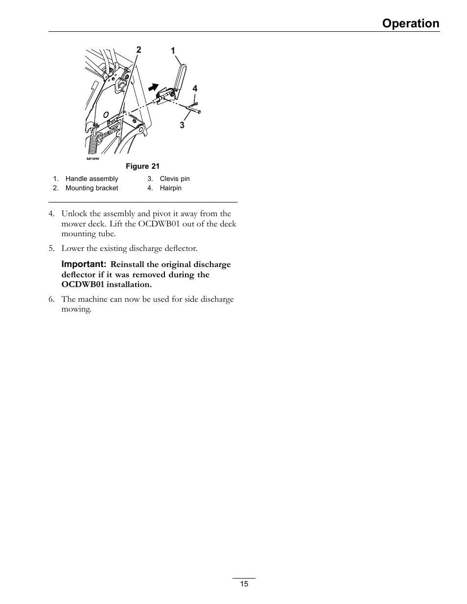 Operation | Exmark Operator Controlled Discharge for Walk-Behind Units OCDWB01 User Manual | Page 15 / 20