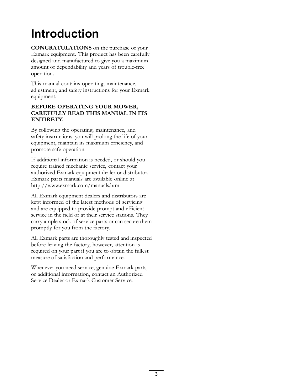 Introduction | Exmark Operator Controlled Discharge for Walk-Behind Units OCDWB01 User Manual | Page 3 / 20