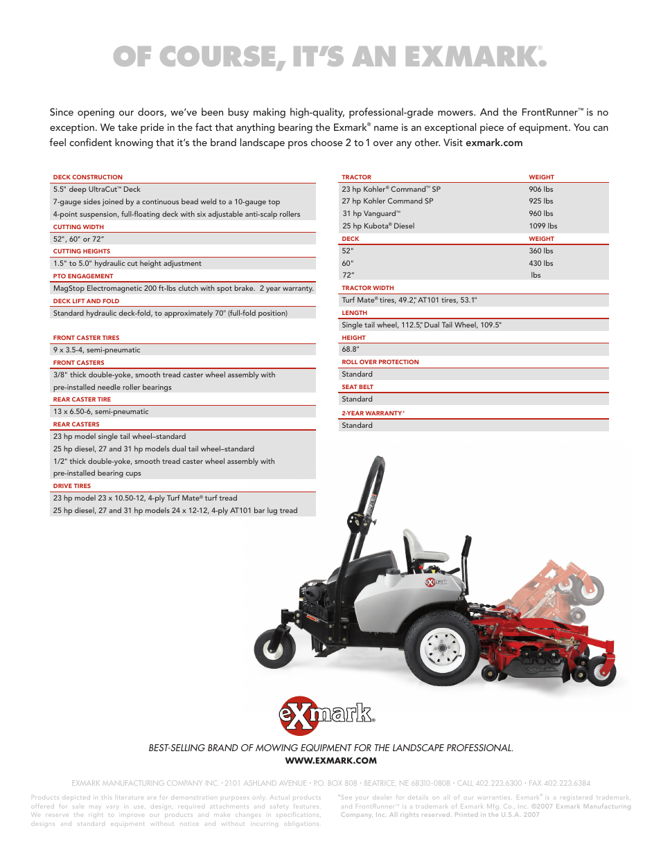 Of course, it’s an exmark | Exmark FontRunner FR25 User Manual | Page 2 / 2