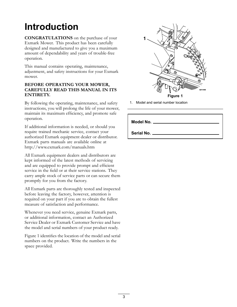 Introduction | Exmark LAZER Z D-SERIES Mower 920 User Manual | Page 3 / 60