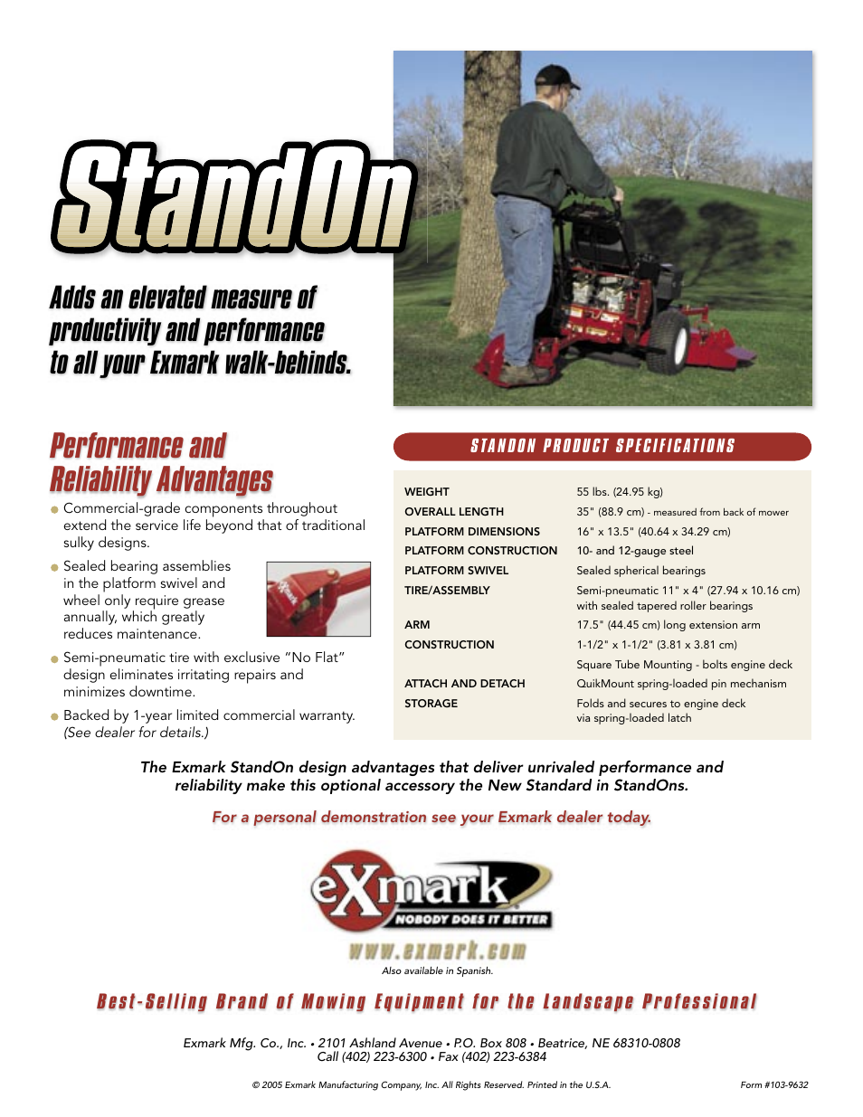 Performance and reliability advantages | Exmark Quest Lawn Mower User Manual | Page 2 / 2