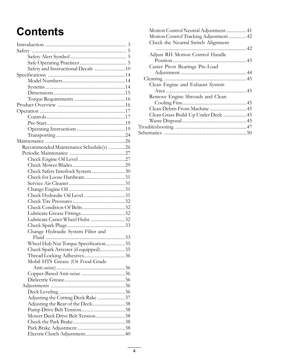 Exmark Vantage VT740EKC604; User Manual | Page 4 / 60