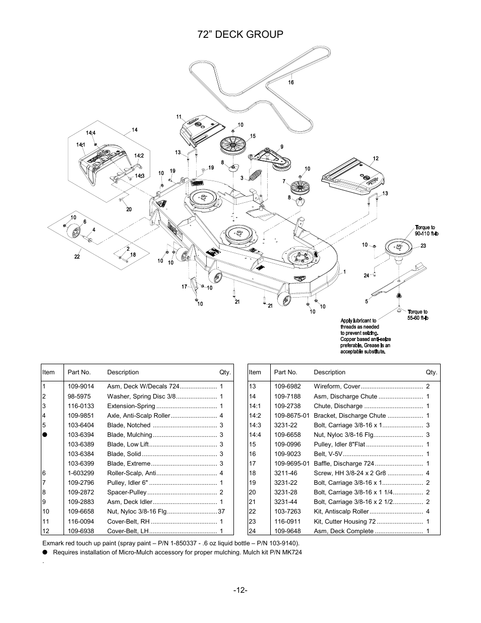 72” deck group | Exmark 790 User Manual | Page 13 / 44