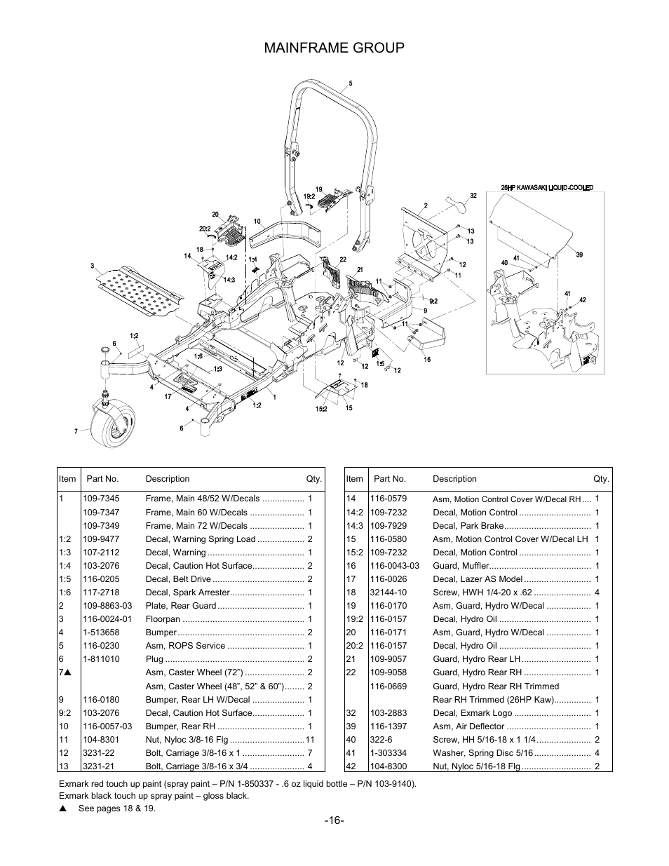 Mainframe group | Exmark 790 User Manual | Page 17 / 44