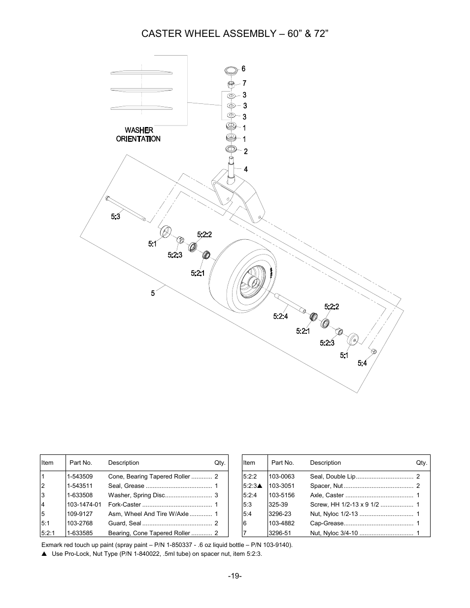 Caster wheel assembly – 60” & 72 | Exmark 790 User Manual | Page 20 / 44