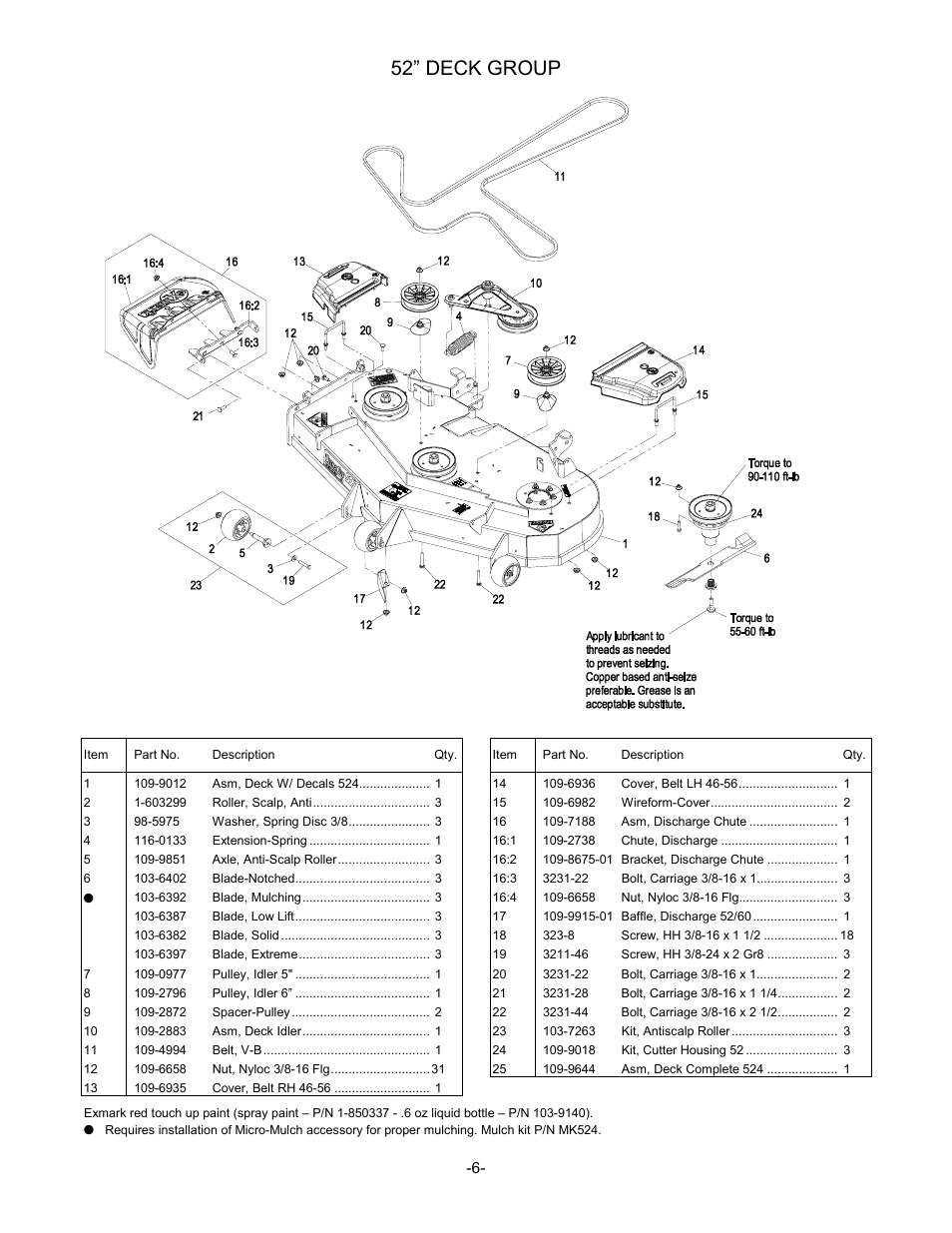 52” deck group | Exmark 790 User Manual | Page 7 / 44