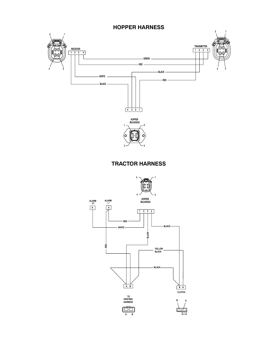Electrical diagram, Hopper harness tractor harness | Exmark Frontrunner User Manual | Page 12 / 16