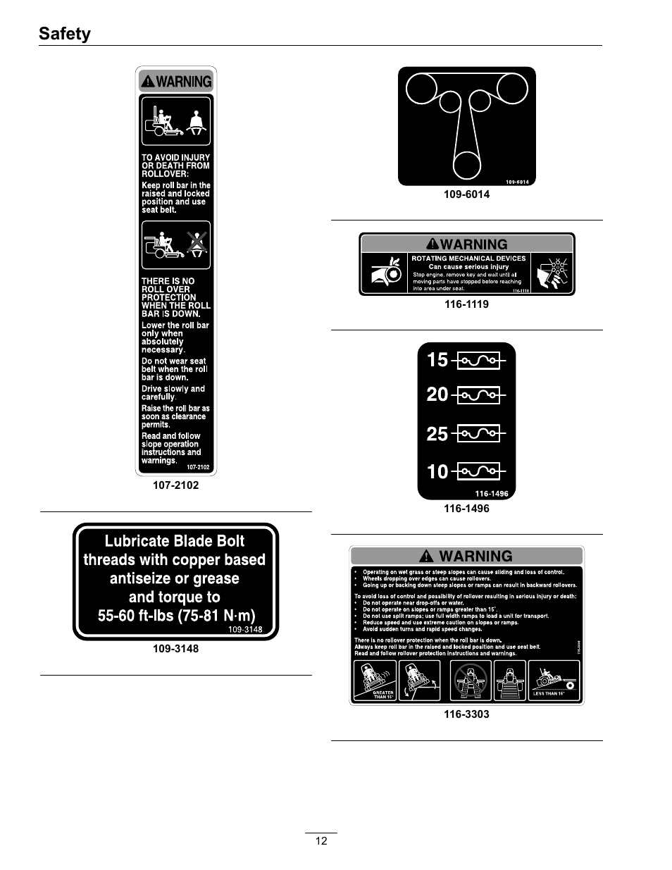 Safety | Exmark Pioneer S-Series 0 User Manual | Page 12 / 52