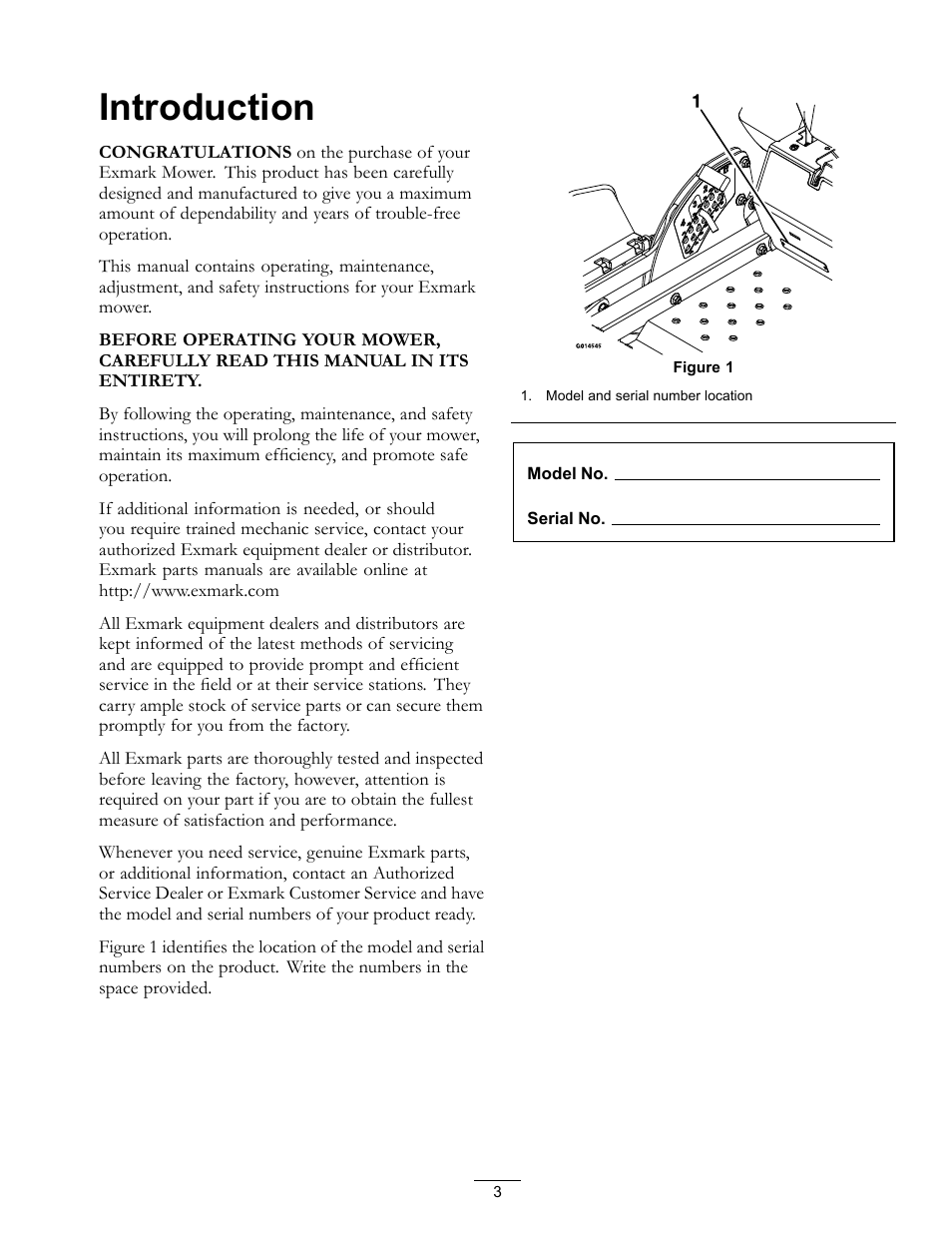 Introduction | Exmark Pioneer S-Series 0 User Manual | Page 3 / 52