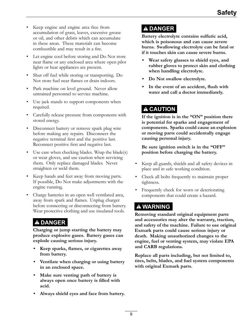 Safety | Exmark Pioneer S-Series 0 User Manual | Page 9 / 52