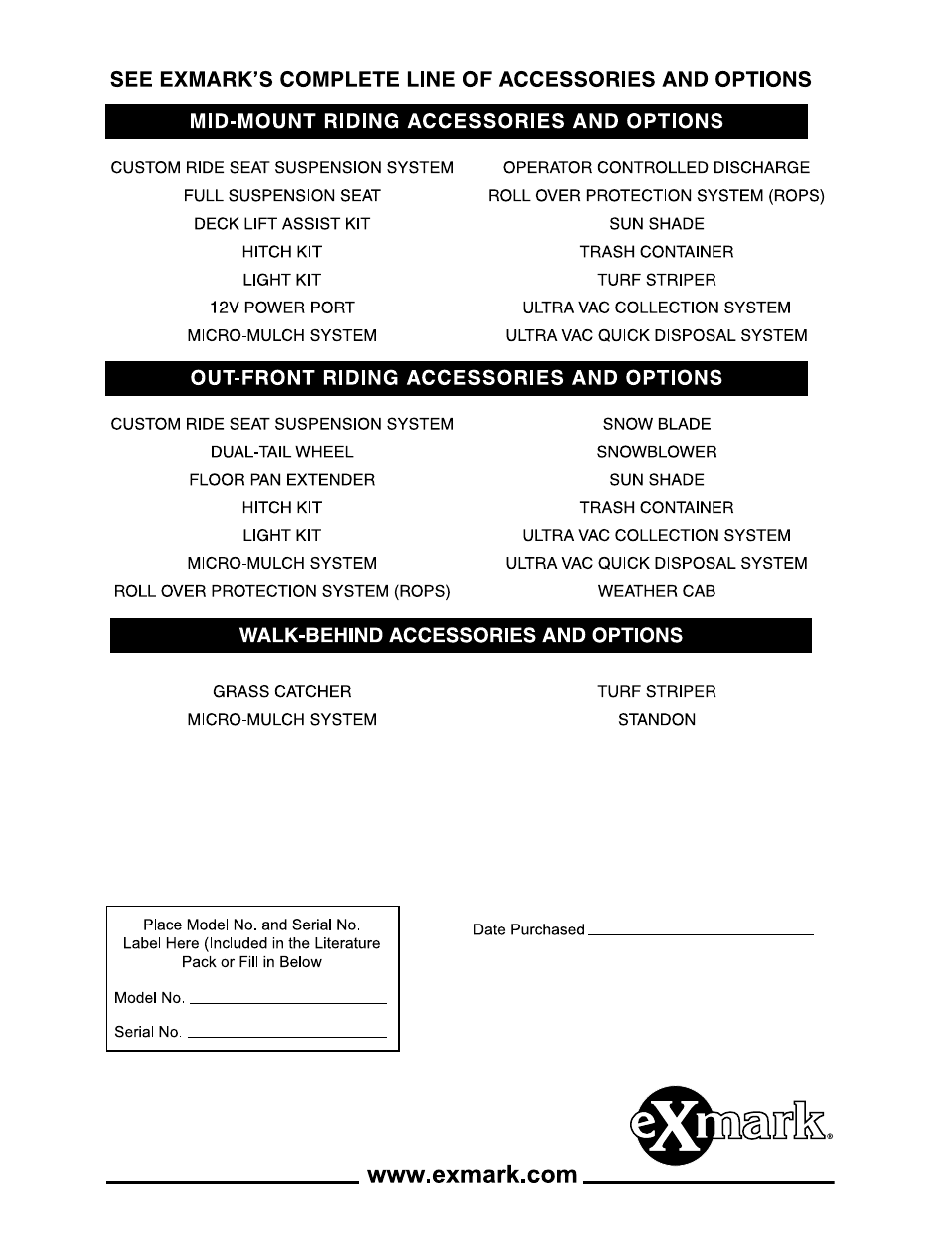 Exmark Standon 4500-436 User Manual | Page 8 / 8