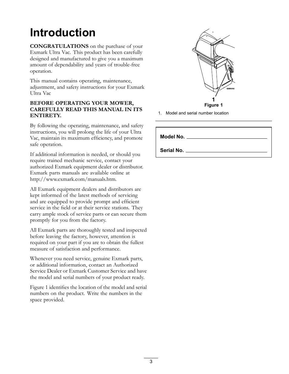 Introduction | Exmark Lazer XP User Manual | Page 3 / 24