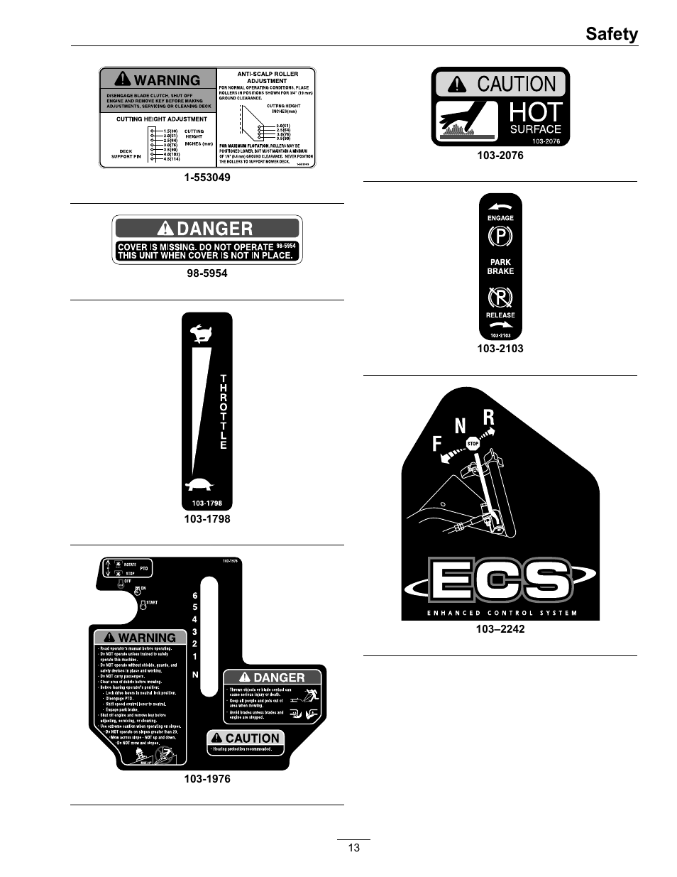 Safety | Exmark Turf Tracer S-Series 000 & higher User Manual | Page 13 / 52