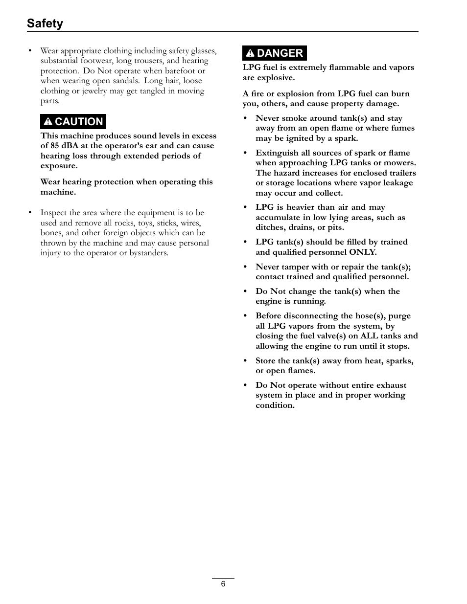 Safety | Exmark Turf Tracer S-Series 000 & higher User Manual | Page 6 / 52