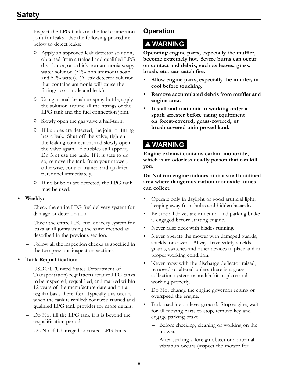 Safety | Exmark Turf Tracer S-Series 000 & higher User Manual | Page 8 / 52