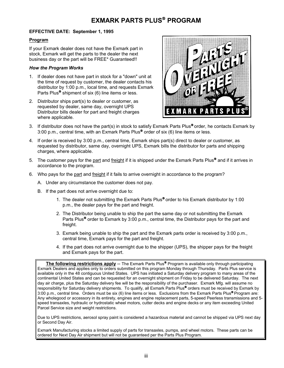 Exmark parts plus, Program | Exmark Mhp3615kac User Manual | Page 3 / 40